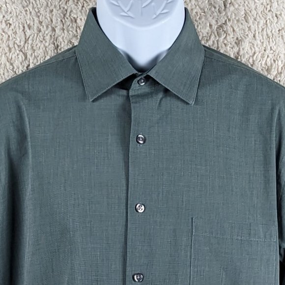 Van Heusen* Men's Long Sleeve Button Down Curved Hem Chest Pocket Shirt~ Large - Picture 3 of 10